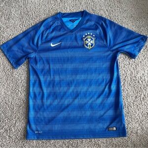 Nike Dri Fit Brazil 2014 Striped Jersey Tee Shirt